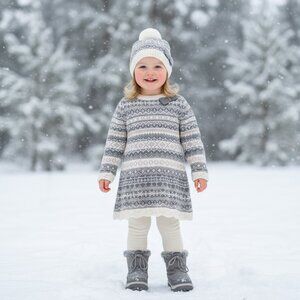 Tahari Baby Fair Isle Sweater Dress & Hat Set Size 24 Months
